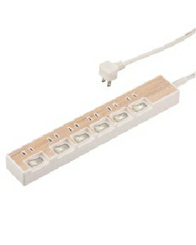 Rakuten - OHM（オーム電機） 個別スイッチ付節電タップ（6個口/1.5m/木目調ライト系） 4971275050181 HS-TP615WD-W [木目調ホワイト]