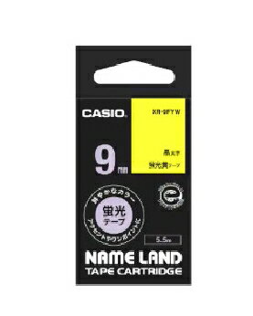 Rakuten - CASIO（カシオ） ネームランドテープ　蛍光色タイプ 黒文字 9mm 4971850124825 XR-9FYW