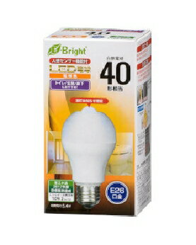 Rakuten - OHM（オーム電機） LED電球（40形相当/590lm/電球色/E26/人感・明暗センサー付） 4971275635913 E-Bright LDA5L-H R21 [電球色]