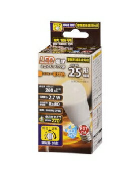 Rakuten - OHM（オーム電機） LED電球 ミニクリプトン形（25形相当/260lm/電球色/E17/防雨タイプ/全方向配光270°/調光器対応） 4971275618756 LDA3L-G-E17/D G11 [電球色]
