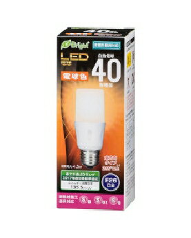 OHM（オーム電機） LED電球 T形（40形相当/610lm/電球色/E26/全方向配光255°/断熱材施工器具対応/密閉..