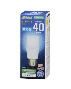 Rakuten - OHM（オーム電機） LED電球 T形（40形相当/600lm/昼光色/E26/全方向配光255°/密閉形器具対応） 4971275636064 E-Bright LDT4D-G AG20 [昼光色]