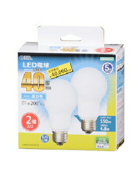 Rakuten - OHM（オーム電機） LED電球（40形相当/550lm/昼白色/E26/広配光200°/密閉形器具対応/2個入） 4971275632981 LDA5N-G AG53 2P [昼白色]