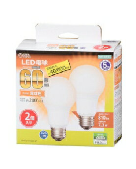 OHM（オーム電機） LED電球（60形相当/810lm/電球色/E26/広配光200°/密閉形器具対...