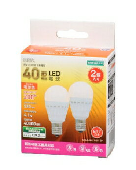 Rakuten - OHM（オーム電機） LED電球 小形　40形相当　電球色　2個入 4971275647169 LDA4L-G-E17 IS51 2P