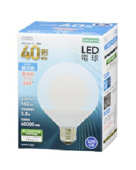 Rakuten - OHM（オーム電機） LED電球 ボール球形（40形相当/460Lm/3.8W/昼光色/E26/全方向配光240°/密閉形器具対応） 4971275631632 LDG4D-G AG51