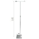 Wクリップフロアースタンド H1470〜2500×W455mm スチール/クロ-ムメッキ/アクリル樹脂【1台入】