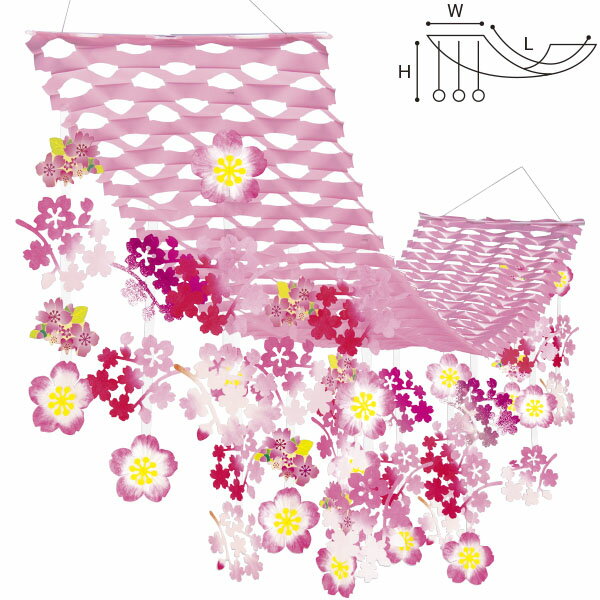 桜ミックスプリーツハンガー　H46×W45×L180cm　不織布・紙・PVC・PC【1ヶ入】
