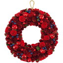 レッドナチュラルリース Φ31×D7cm 天然素材・木・スチロール【1ヶ入】