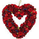 レッドナチュラルハートリース H34×W35×D6cm 天然素材・木・スチロール【1ヶ入】