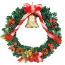 40cmクリスマスリース(レッド) Φ40×D10cm 布・天然素材・PVC【1ヶ入】