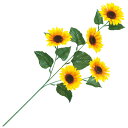 ひまわりスプレー3本枝(5輪) 夏デコレーション スプレー・ブッシュ 他  TY2-0127 布・PE L63cm 花径10cm 枝径4mm