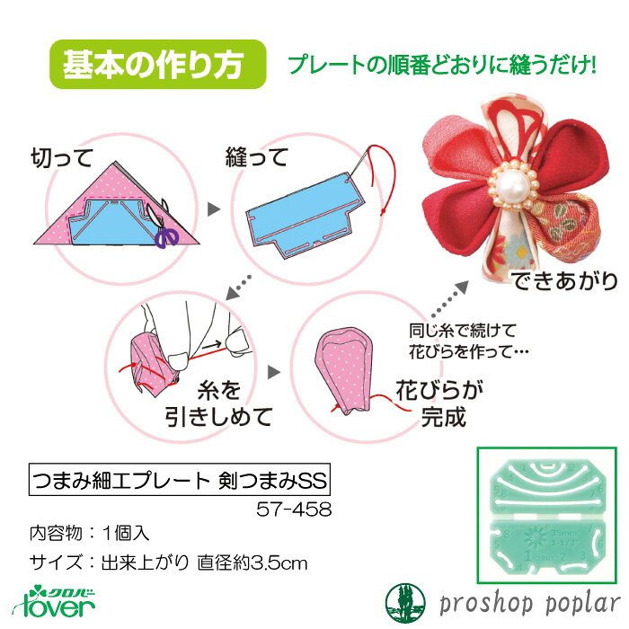 手芸 道具 クロバー 57-458 つまみ細工プレート 剣つまみSS 1個 専用ツール 毛糸のポプラ poplar-10013083 毛糸のプロショップ ポプラ サンプル画像2