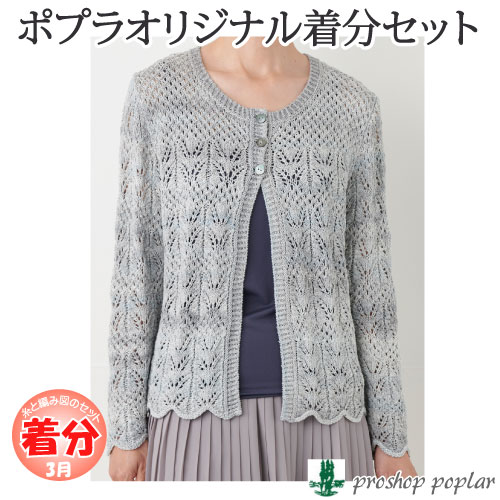 【春夏】2種類模様のボーダーカーディガン【中級者】【編み物キット】