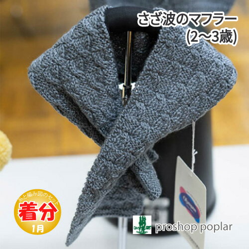 【秋冬】さざ波模様のマフラー(2～3歳)【中級者】【編み物キット】 毛糸のポプラ