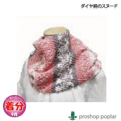 【秋冬】ダイヤ柄のスヌード【中級者】【編み物キット】 毛糸のポプラ
