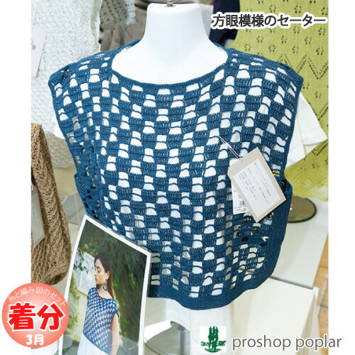 【春夏】方眼模様のセーター【中級者】【編み物キット】 毛糸のポプラ