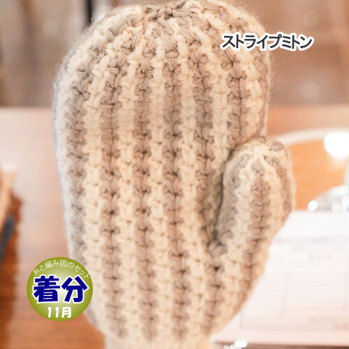 【秋冬】ストライプミトン【中級者】【編み物キット】