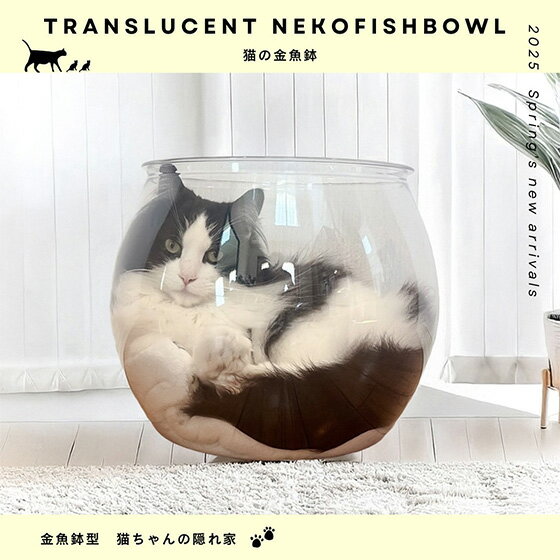 【メーカー直送】猫の金魚鉢 PET素材のスケルトンボール クッション付 ねこ 猫 キャット かわいい インテリア ペット家具 猫家具