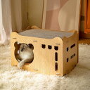 【送料無料】猫スクラッチャーハイドアウトスクラッチハウスダブルレイスタック可能摩耗耐性猫段ボールハウス2スクラッチパム付き