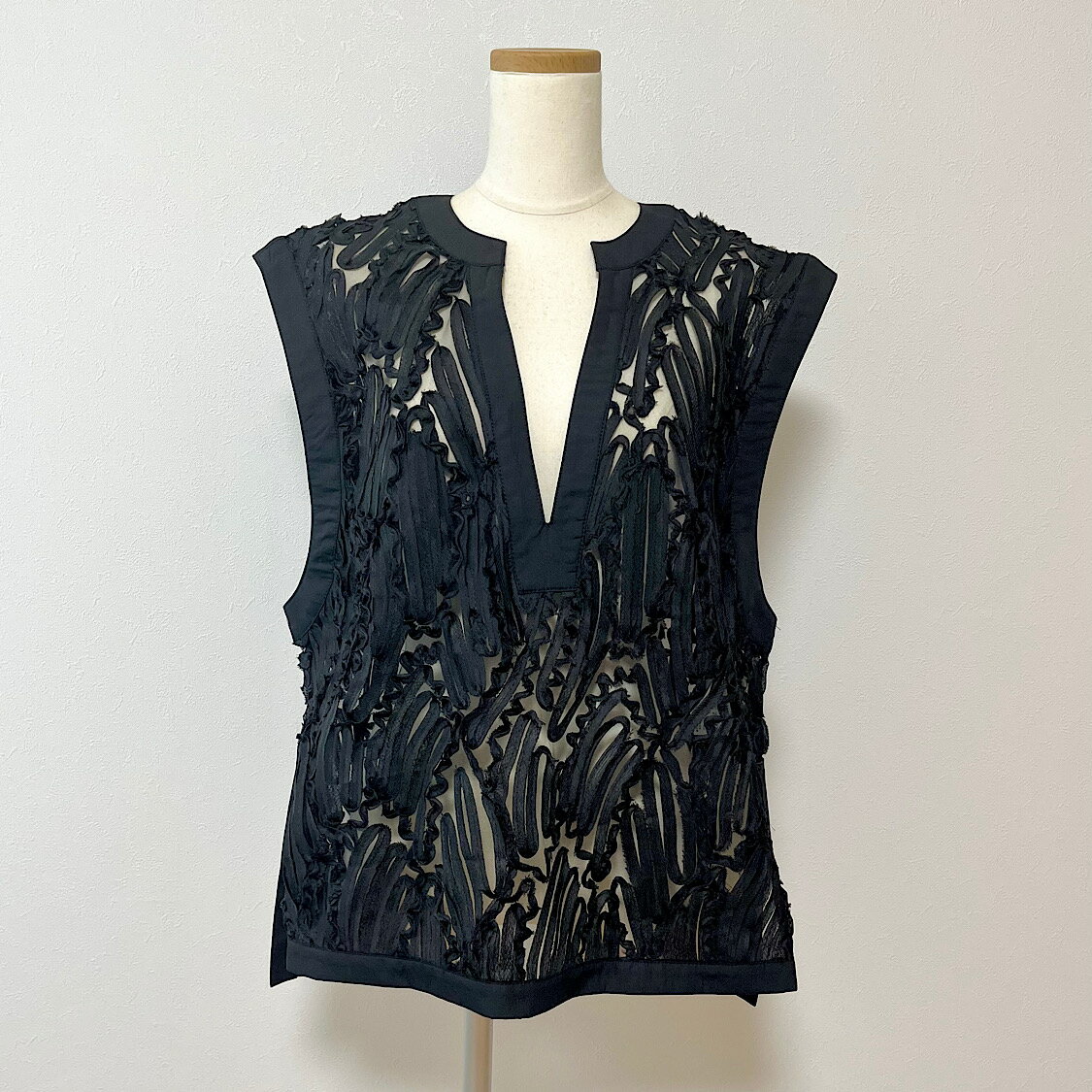 カーサフライン カラーレスベスト ジレ 前開き リボンベルト 麻 リネン F 茶 ベスト ジレ 春 夏 前開き レディース トップス フォーマル