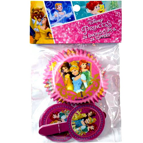 ディズニープリンセス ケーキカップ&トッパーズ 24セット 12196 ベーキングカップ ケーキカップ トッパー カップケーキ お弁当 お菓子 お菓子作り リトルマーメイド 美女と野獣 Cupcake baking cups and toppers メール便不可