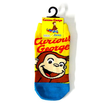 おさるのジョージ グッズ 靴下 13〜18cm メール便配送 黄色×水色 ソックス くつした Curious George キュリアスジョージ キッズソックス 子供用 男女兼用 12710