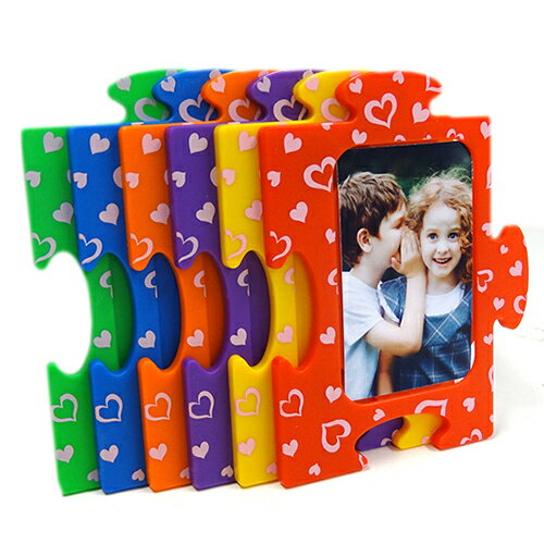 パズルフォトフレーム (Rハートリトルロマンス) 12388 写真立て フォトフレーム 6色セット 写真 カラフル インテリア ベビー 赤ちゃん 子供 ペット 家族 恋人 友達 ギフト プレゼント 誕生日 出産祝い 新築祝い 送料無料 メール便配送