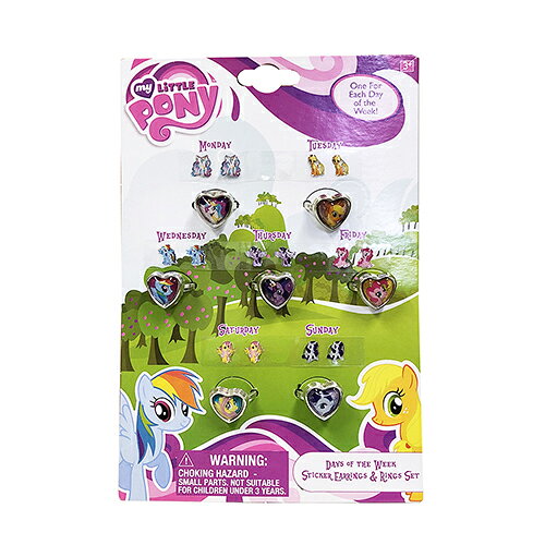 マイリトルポニー リング＆ピアスシール 7pkセット 14600d ポニー PONY シールイヤリング アクセサリー ハート ピアス キッズアクセ おもちゃ 子供用 子ども キッズ おしゃれ 女の子 かわいい キャラクター 景品 グッズ インポート 輸入品 メール便配送のサムネイル