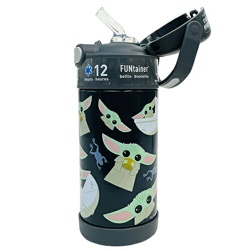 サーモス ストローボトル F410 ( ベビーヨーダ ) 15647 THERMOS 水筒 保冷 355ml ステンレス ストロー ワンタッチ スターウォーズ マンダロリアン ヨーダ STARWARS グレー キッズ 男の子 かっこいい カラフル キャラクター グッズ 輸入品 インポート