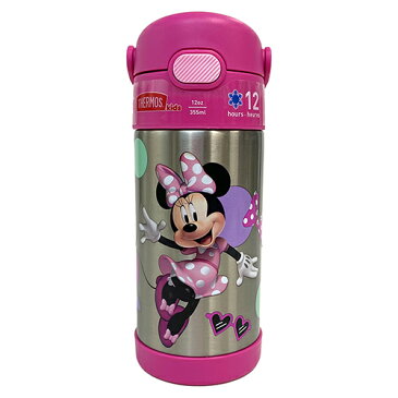 サーモス ストローボトル F410 ( ミニー&デイジー ) 15649 THERMOS 水筒 保冷 355ml ステンレス ストロー ワンタッチ かわいい ピンク ディズニー ミニーちゃん デイジー minnie Disneyキッズ こども 幼児 小学生 幼稚園 保育園 カラフル キャラクター グッズ インポート