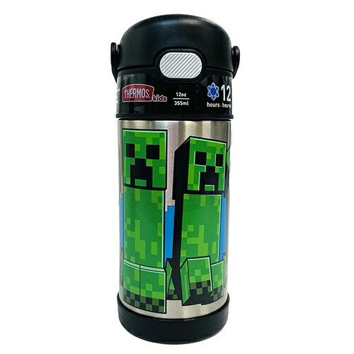 サーモス ストローボトル F410 マインクラフト 15650 THERMOS 水筒 保冷 355ml ステンレス ストロー ワンタッチ マイクラ Minecraft ゲーム クリーパー Creeper キッズ 男の子 かっこいい カラ…