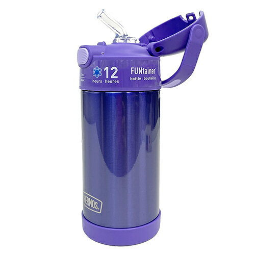 サーモス ストローボトル 無地 F410 ( パープル ) 15654 THERMOS 水筒 保冷 355ml ステンレス ストロー ワンタッチ キッズ 男女兼用 大人 幼児 小学生 シンプル カラフル ランチ グッズ 水分補給 熱中症対策 輸入品 インポート