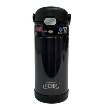 サーモス ストローボトル 無地 F410 ( ブラック ) 15659 THERMOS 水筒 保冷 355ml ステンレス ストロー ワンタッチ キッズ 男女兼用 大人 幼児 小学生 シンプル カラフル ランチ グッズ 水分補給 熱中症対策 輸入品 インポート