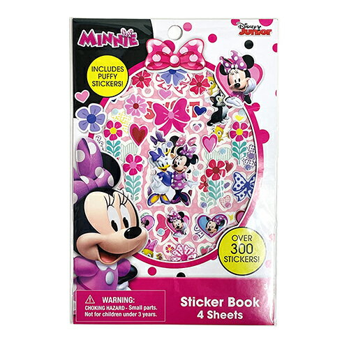 ミニー ステッカーブック 4枚入り 15729 ステッカーセット シールセット ご褒美シール ぷくぷく ごほうび キッズ こども 大人 ピンク ミニーちゃん かわいい キャラクター グッズ 雑貨 ステーショナリー インポート 輸入品