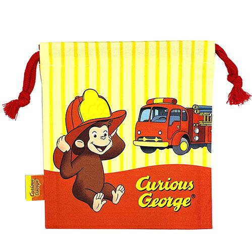 Curiousgeorge 多用途 きんちゃく おさるのジョージ 巾着 アニメ 消防車 ジョージ グッズ 雑貨 布 巾着袋 ふくろ ポーチ レッド かわいい 日本製 袋 コップ入れ 送料込み コップ巾着 赤 イエロー 小物入れ 人気ブランド キャラクター キュリアスジョージ 黄色