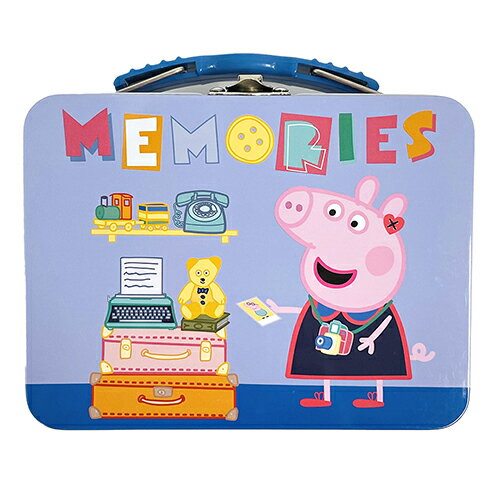 楽天キャラクター雑貨 ポップルペッパピッグ ミニ 缶 ボックス （ MEMORIES ブルー ） 15959b ペッパ peppapig グッズ 小物入れ 缶ケース BOX トランク ティン缶 おしゃれ かわいい 青 ぶた ハンドル付き キャラクター 雑貨 海外 輸入品 インポート ギフト プレゼント【10p】