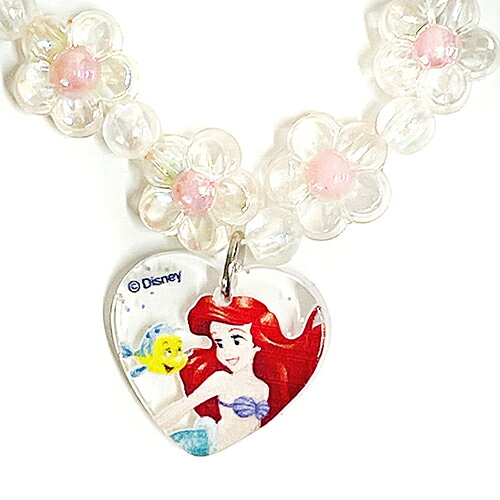キャラクター雑貨 ポップルのディズニープリンセス フラワー ビーズ ブレスレット ( アリエル ) 16926 アクセ アクセサリー ピンク ブレス ビーズブレスレット お花 ハート キッズアクセ グ ッズ 女の子 子供 子ども こども おしゃれ キャラクター Ariel The Little Mermaid Bracelet｜アングル2