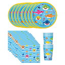 ベイビーシャーク パーティーグッズ セット 3アイテム yts0453 BABY SHARK 使い捨て 食器 パーティー 紙皿 紙ナプキン 紙コップ 誕生日 誕...