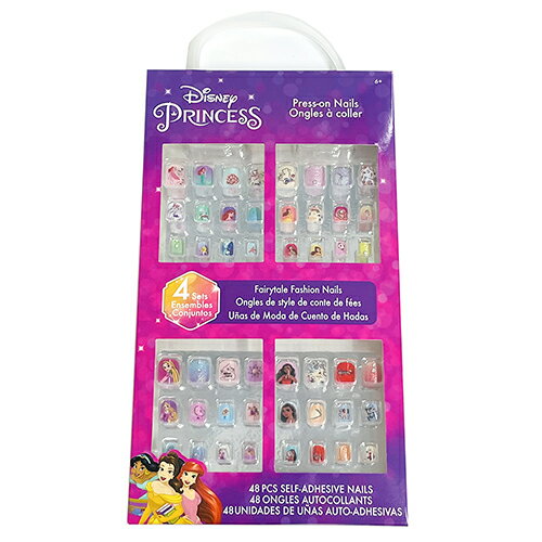 Disney Princess 48pk Press On Nails ディズニープリンセス ネイルチップ 48個入り ディズニー グッズ おもちゃ アクセ ネイル ネイルグッズ つけ爪 つけづめ インポート 女の子 国内外の人気 Usa アリエル 輸入品 接着剤付き ベル モアナ ポップ かわいい