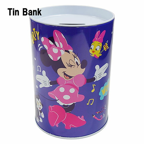 ミニー 貯金箱 ( パープル／パーティー ) 17340b MINNIE ちょきんばこ バンク 缶 Minnie Mouse saving bank Disney ミニーマウス ディズニー キャラクター 雑貨 グッズ インポート