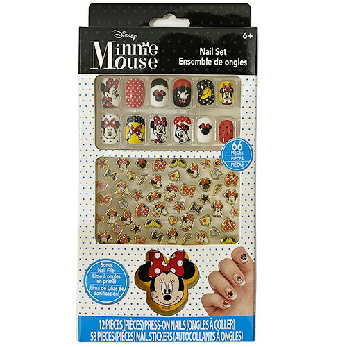 ネイルセット（キッズ用） ミニー ネイルチップ ネイルシール セット 17684 ディズニー Disney Minnie ミニーマウス グッズ おもちゃ アクセ ネイル ネイルグッズ つけ爪 つけづめ 接着剤付き おしゃれ 子供 こども キッズ かわいい 女の子 USA 輸入品 インポート