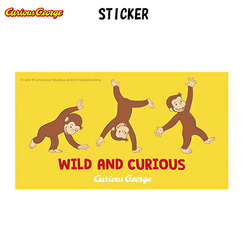 おさるのジョージ ステッカー ( WILD AND CURIOUS) 18004 ジョージ シール ステッカー 大きい 四角 黄色 イエロー スマフォ デコレーション キャラクター 雑貨 アニメ CG-SE008