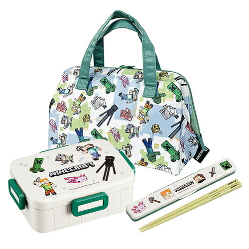 マインクラフト Explore More 1段弁当箱 ランチセット 3点 18cm 箸 yts0802 お弁当箱 ランチボックス 650ml お弁当 ランチ 弁当箱 セッ..