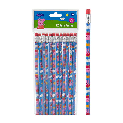 ペッパピッグ 鉛筆 12本入り 18220 鉛筆 えんぴつ エンピツ 文具 文房具 ステーショナリー かわいい 消しゴム付き 黒 ペッパ キャラクター グッズ ...