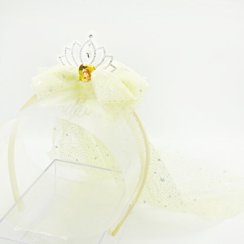 キャラクター雑貨 ポップルのディズニープリンセス ティアラ & ベール付き カチューシャ ( ベル ) 18272 アクセサリー ヘッドアクセ ヘアアクセ リボン ベール かわいい キラキラ おしゃれ ハロウィン パーティー コスチューム ドレスアップ 雑貨 グッズ キッズアクセ 女の子 子ども HIP2003-4｜アングル2