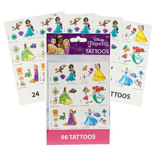 ディズニープリンセス タトゥー シール 4シート 96個入り 18375 TATTOO ボディーシール 水貼り 水で貼れる disney princess ごほうび かわいい キャラクター グッズ 雑貨 パーティー ハロウィ…