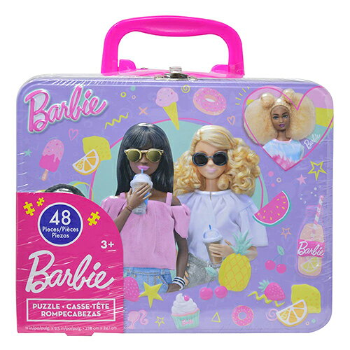 バービー 缶ボックス入り 48ピース パズル 19108 おもちゃ ジグソーパズル 缶入り 缶 トランク 知育玩具 ピンク パープル おもちゃ 女の子 プレゼン...