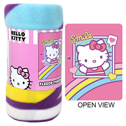 ハローキティ フリース ブランケット ( Smile ) 19769 グッズ ひざかけ 毛布 薄手 防寒 あったかい やわらか素材 大判 ピンク キティちゃん かわいい サンリオ キャラクター グッズ 海外 輸入品 インポート HLFL