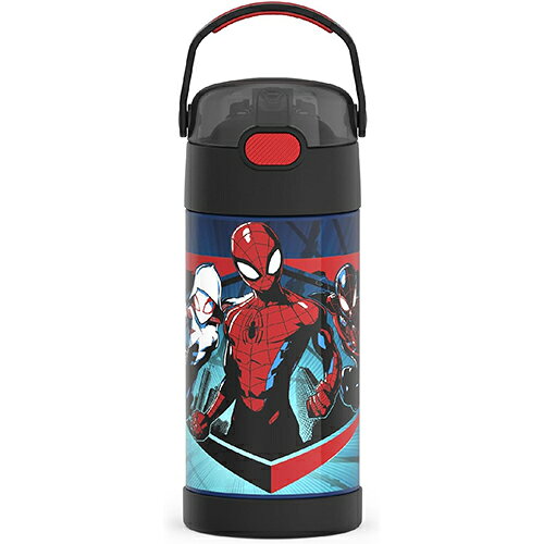 サーモス ストローボトル F410 ( スパイダーマン ブラック ) 20178 THERMOS 水筒 保冷 355ml ステンレス ストロー ワンタッチ マーベル SPIDER-MAN MARVEL アメコミ ヒーロー キッズ 男の子 かっこいい レッド カラフル キャラクター グッズ 輸入品 インポート F4104SP6
